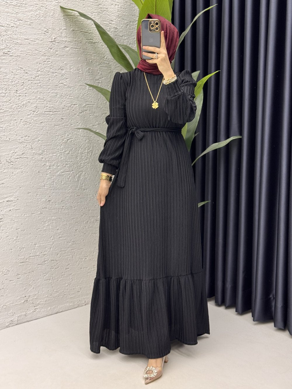 Sultan Modest Dress – Elegant Jacquard Design