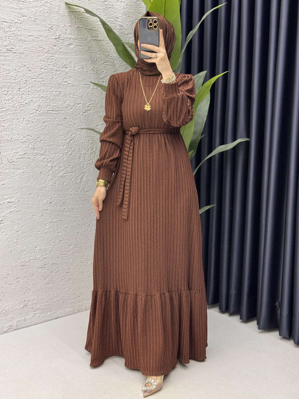 Sultan Modest Dress – Elegant Jacquard Design