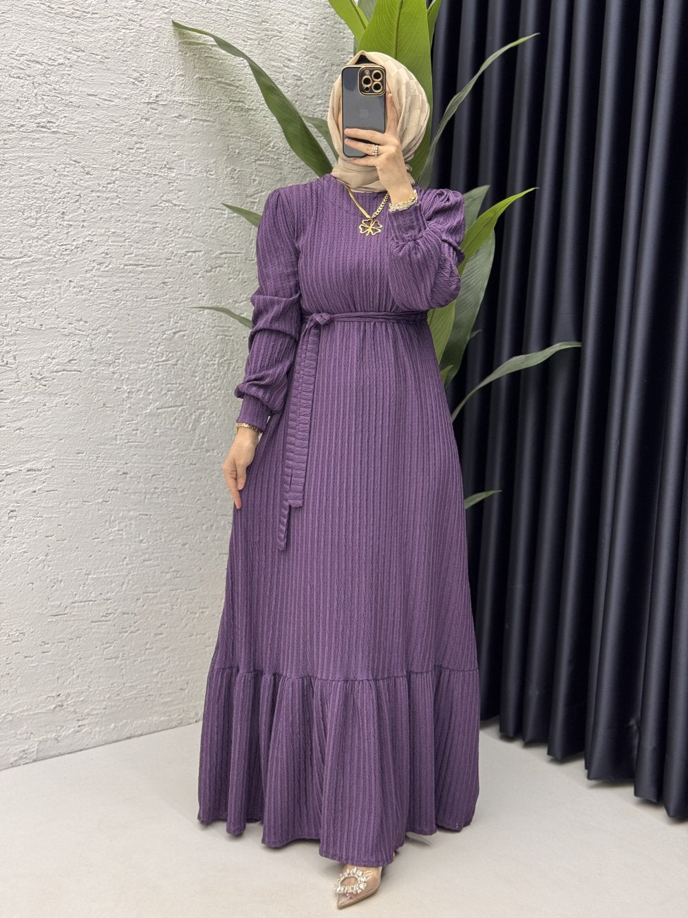 Sultan Modest Dress – Elegant Jacquard Design