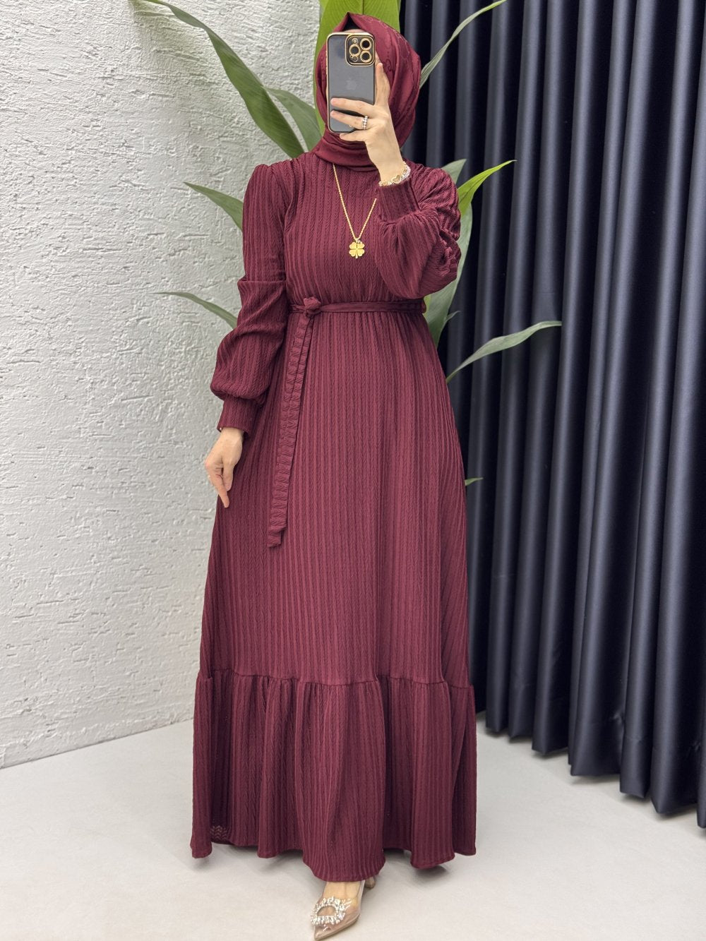 Sultan Modest Dress – Elegant Jacquard Design