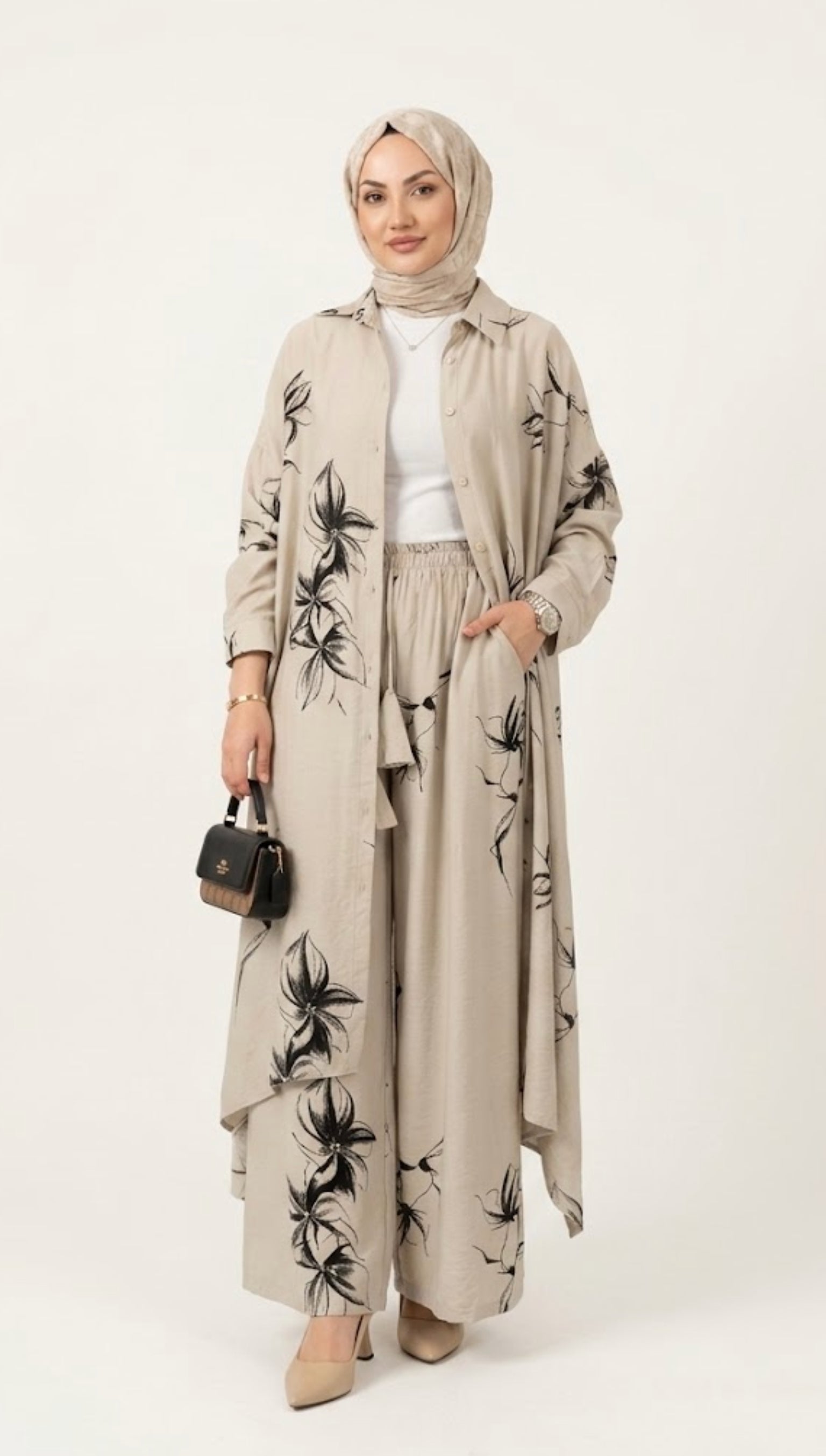 Beliz Linen Set with Trousers | Keten Pantolonlu Beliz Takım | طقم بيليز الكتاني مع البنطلون
