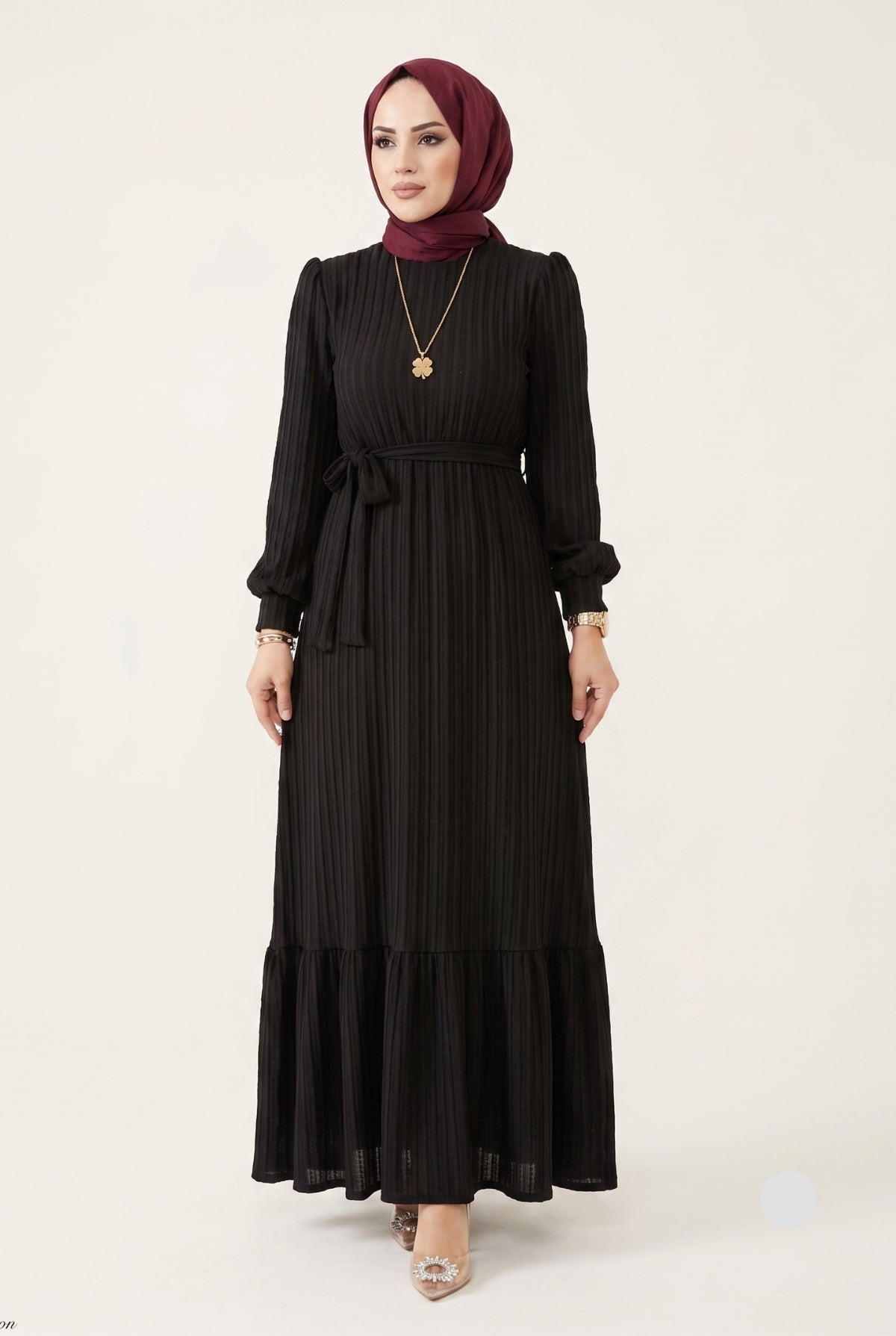Noura Jacquard Dress | Premium Modest Çavuş Weave