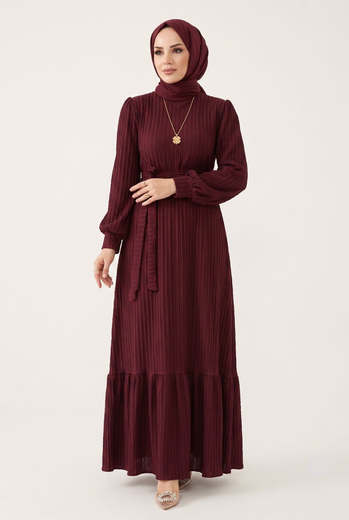 Noura Jacquard Dress | Premium Modest Çavuş Weave