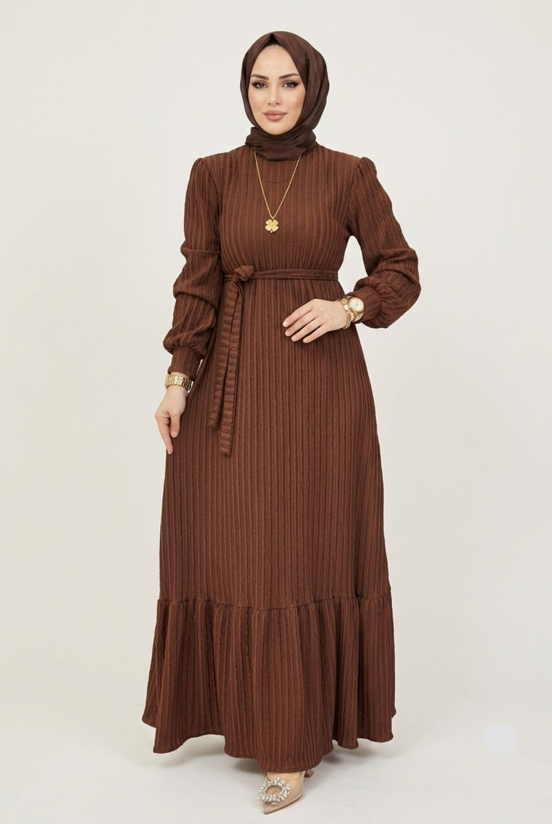 Noura Jacquard Dress | Premium Modest Çavuş Weave