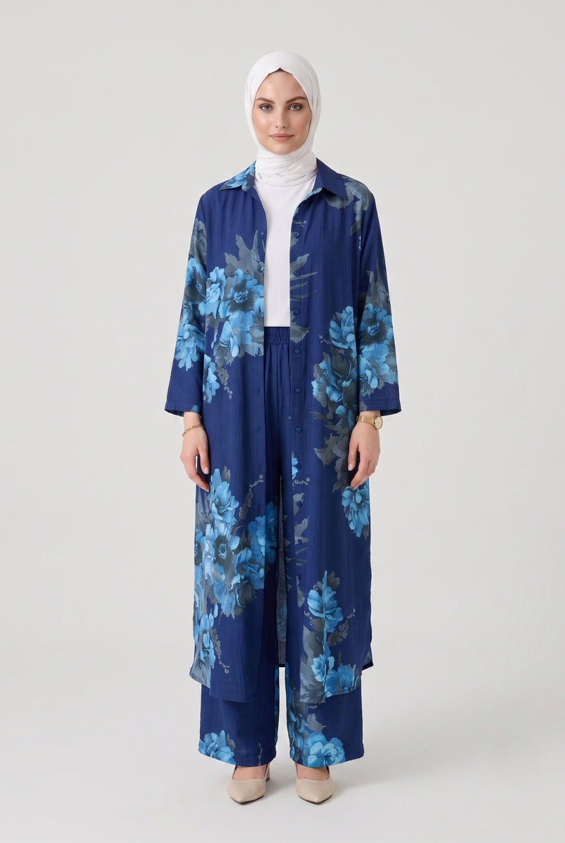 Keten Pantolonlu Selvi Set