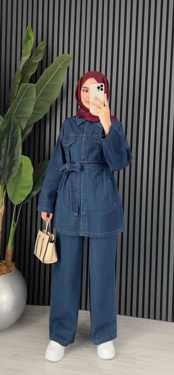Denim Two-Piece Modest Set – Casual Elegance