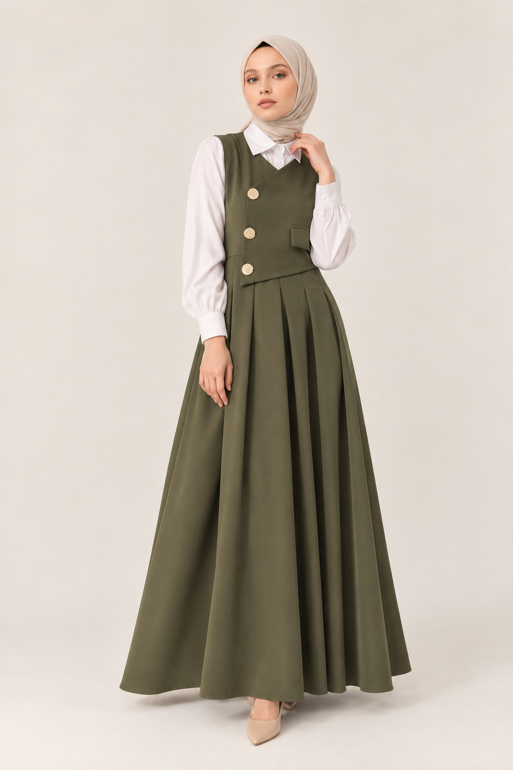 Afitap Double Crepe Jile & Shirt Modest Set