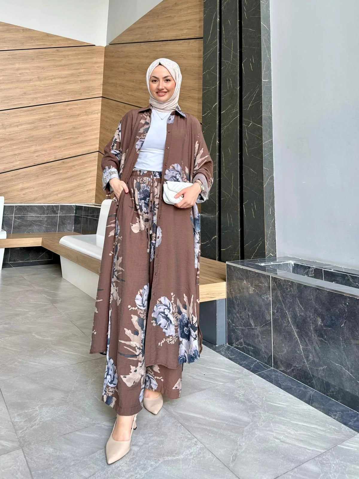Keten Pantolonlu Selvi Set