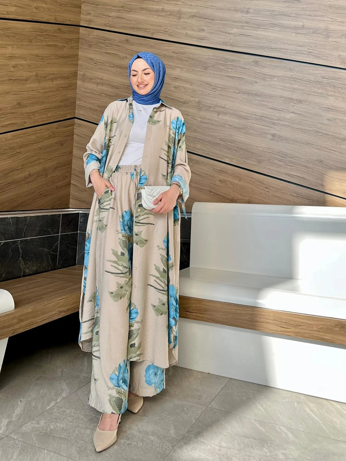 Keten Pantolonlu Selvi Set
