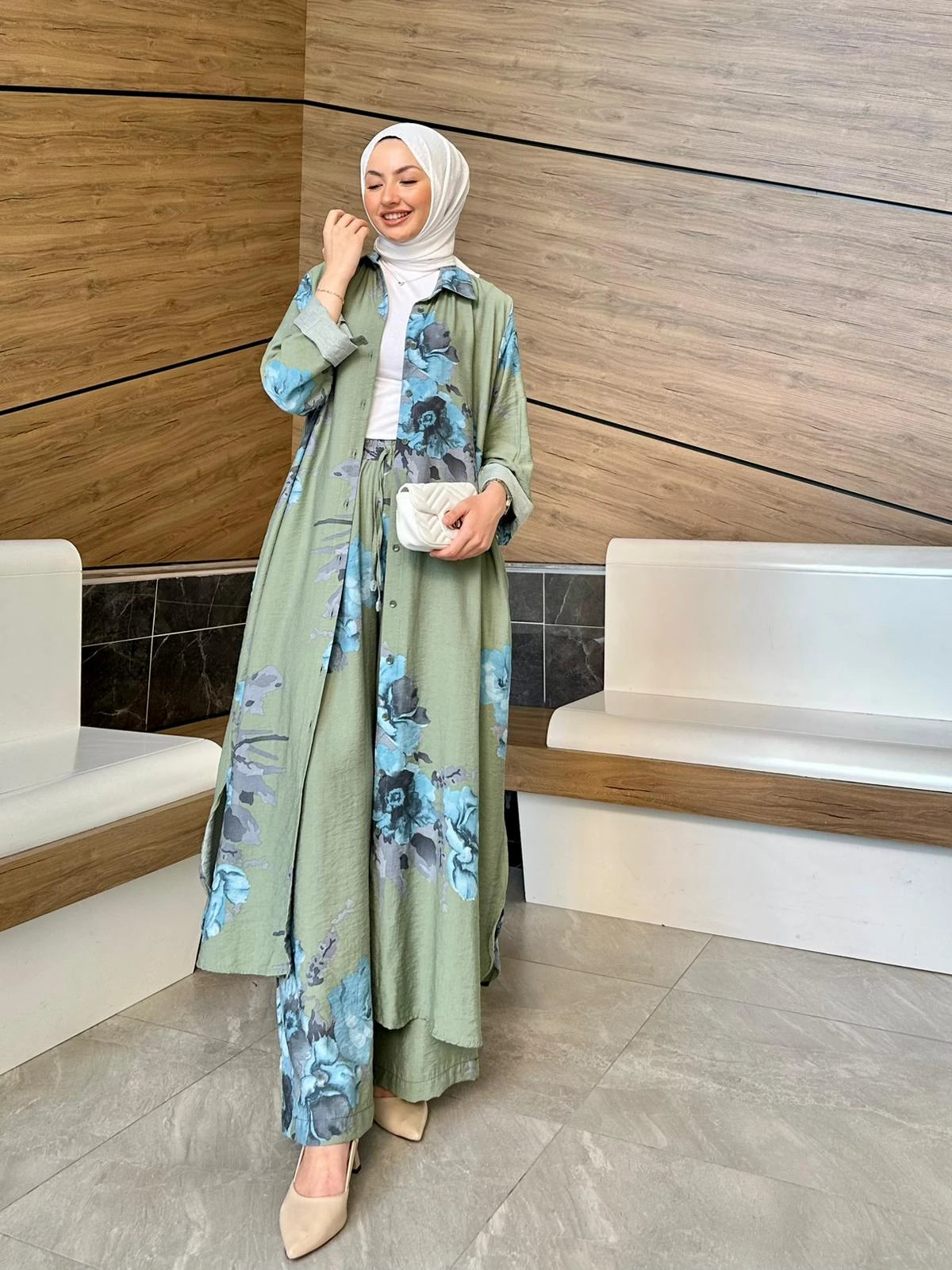Keten Pantolonlu Selvi Set