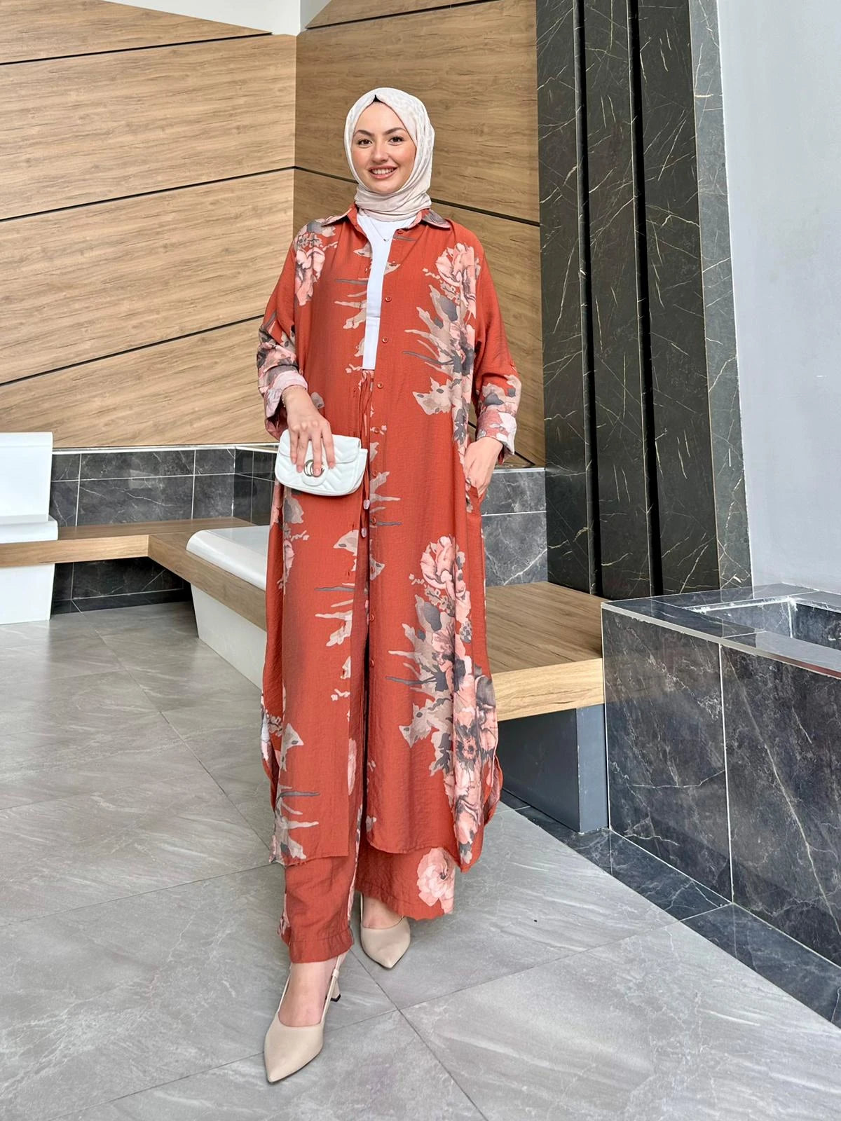 Keten Pantolonlu Selvi Set