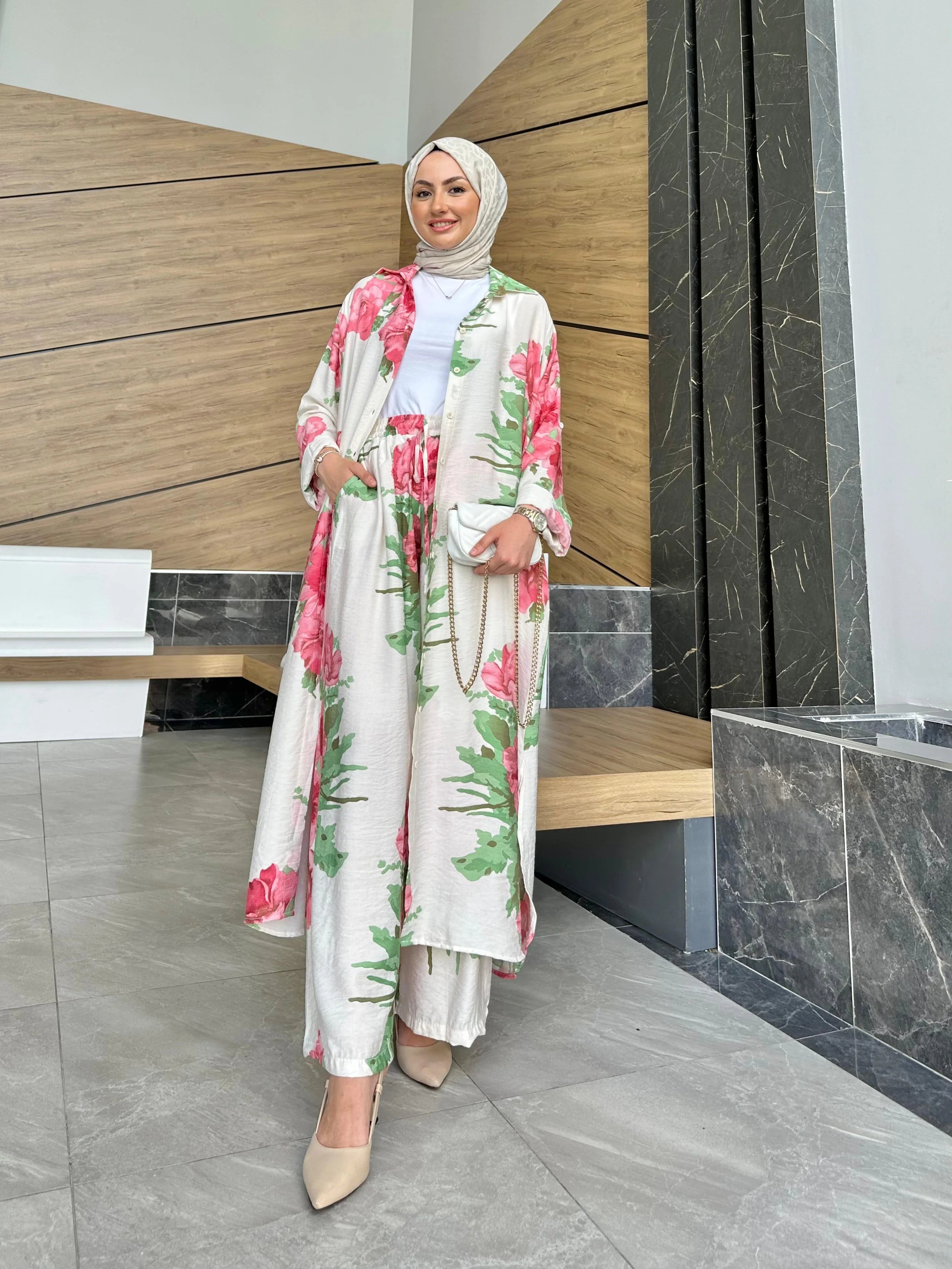 Keten Pantolonlu Selvi Set
