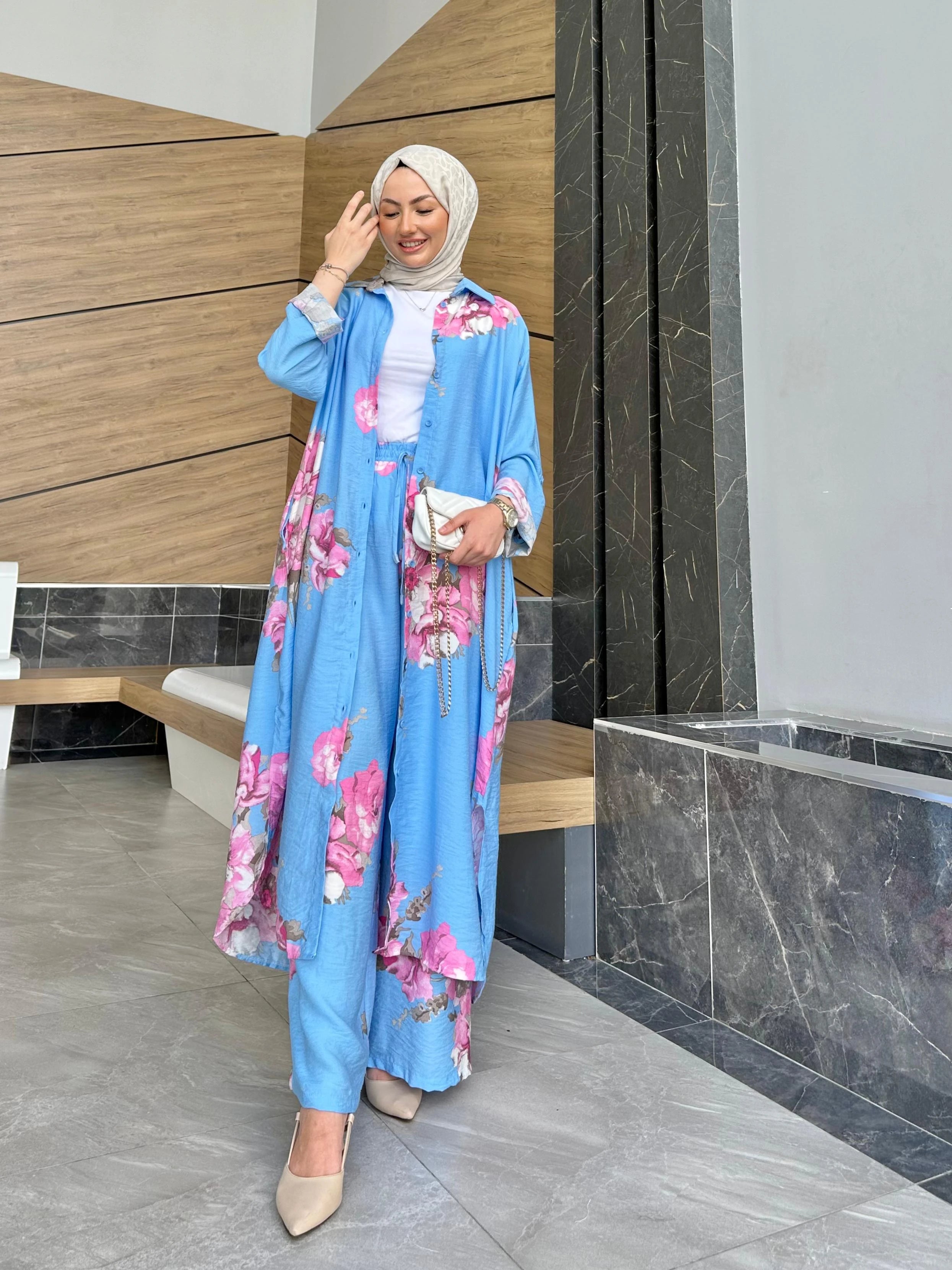Keten Pantolonlu Selvi Set