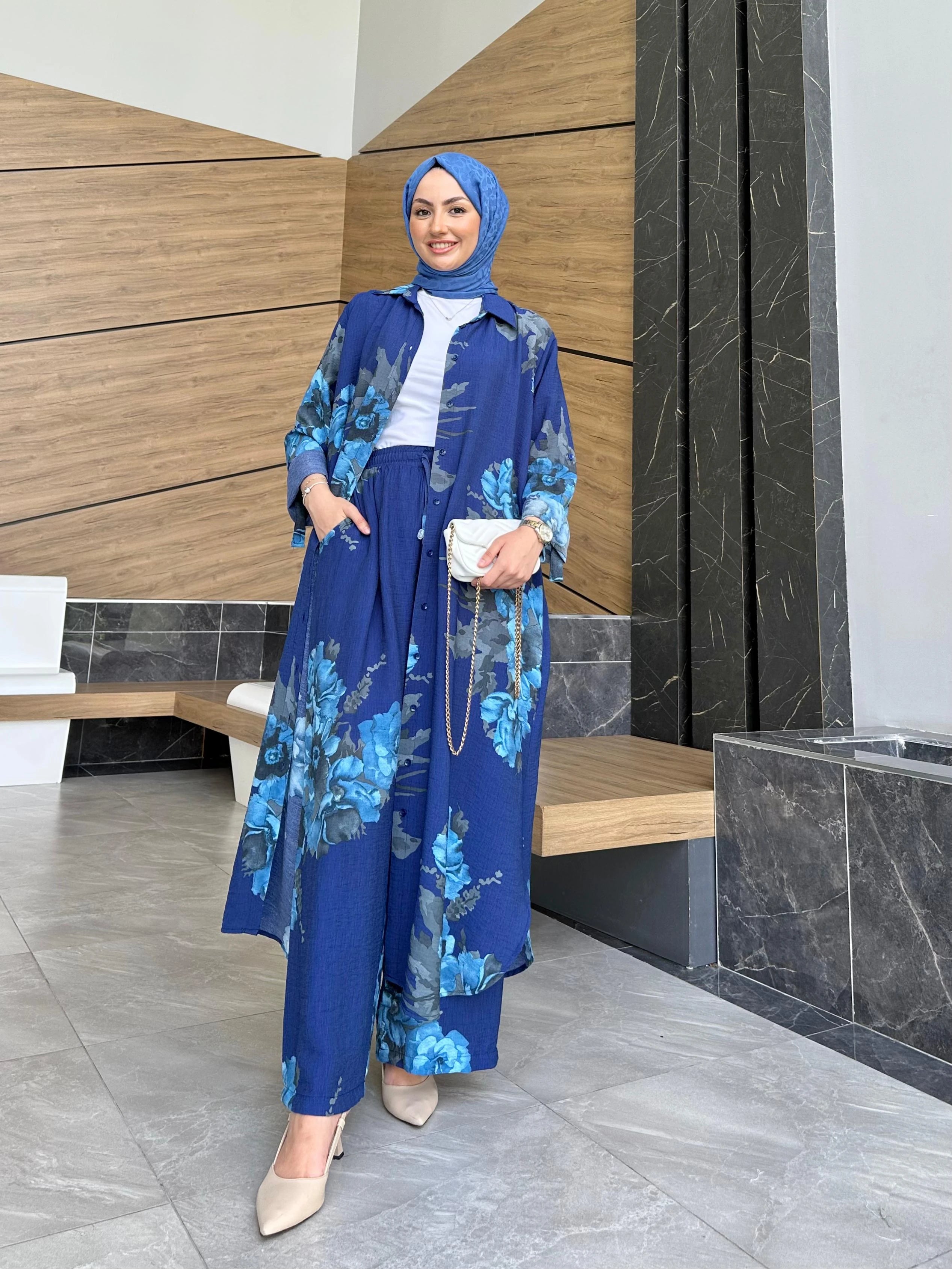 Keten Pantolonlu Selvi Set